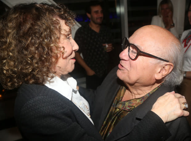 NEW YORK, NEW YORK - JULY 31: Rhea Perlman and Danny DeVito at the opening night of the play "Let's Call Her Patty" at Lincoln Center Claire Tow Theater on July 31, 2023 in New York City. (Photo by Bruce Glikas/Getty Images)<p>Bruce Glikas/Getty Images</p>