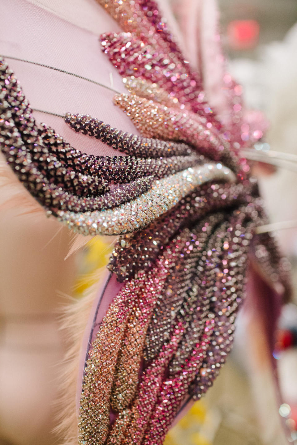 This is Cura’s piece for Swarovski and worn by Lily Donaldson. There are more than 150,000 crystals covering the entire thing and he put four times more hours into it than any other look seen on the runway.