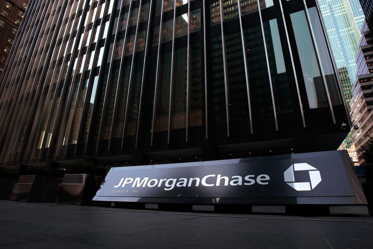 The JP Morgan Chase building is seen March 24, 2008 in New York City.