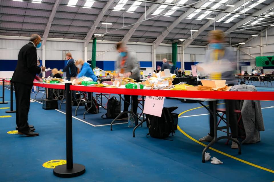 An observer watches as the count takes place of votes for the Welsh Parliamentary Elections at the Cardiff House of Sport, Cardiff (Ben Birchall/PA) (PA Archive)