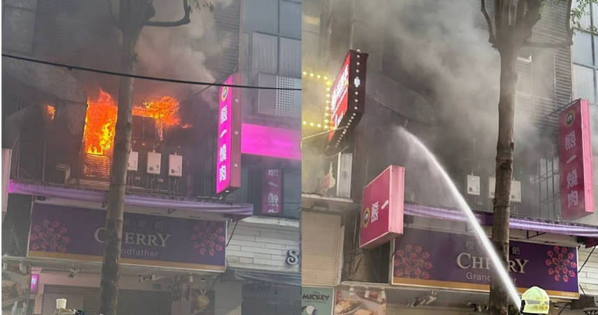 台北市西門町商圈熊一燒肉29日發生火警。（圖／翻攝畫面）