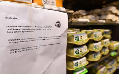 Several European countries face a growing scare over millions of eggs that have been contaminated with the insecticide fiproni - Credit: JOHN THYS/AFP/Getty Images