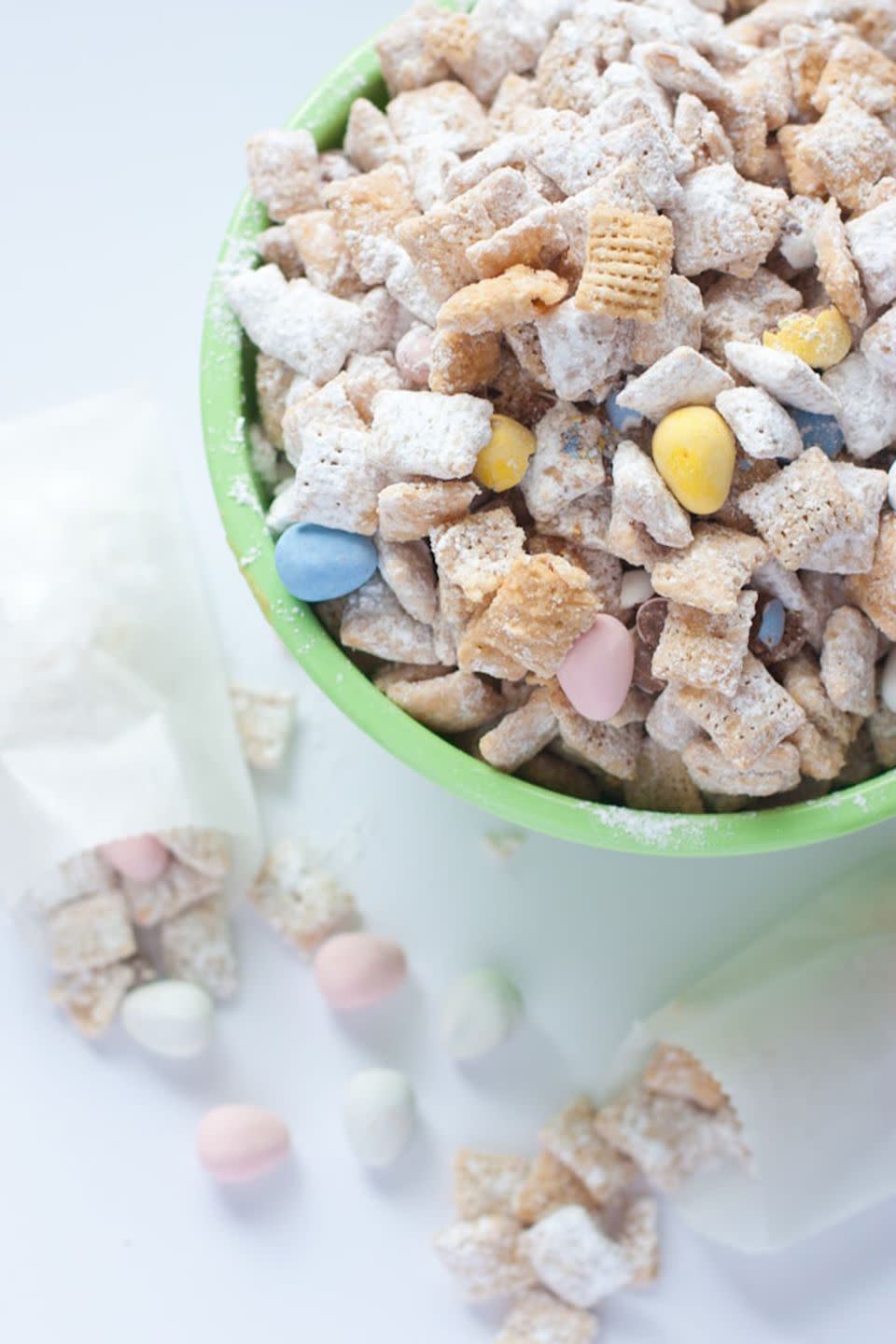 White Chocolate Puppy Chow With Cadbury Eggs