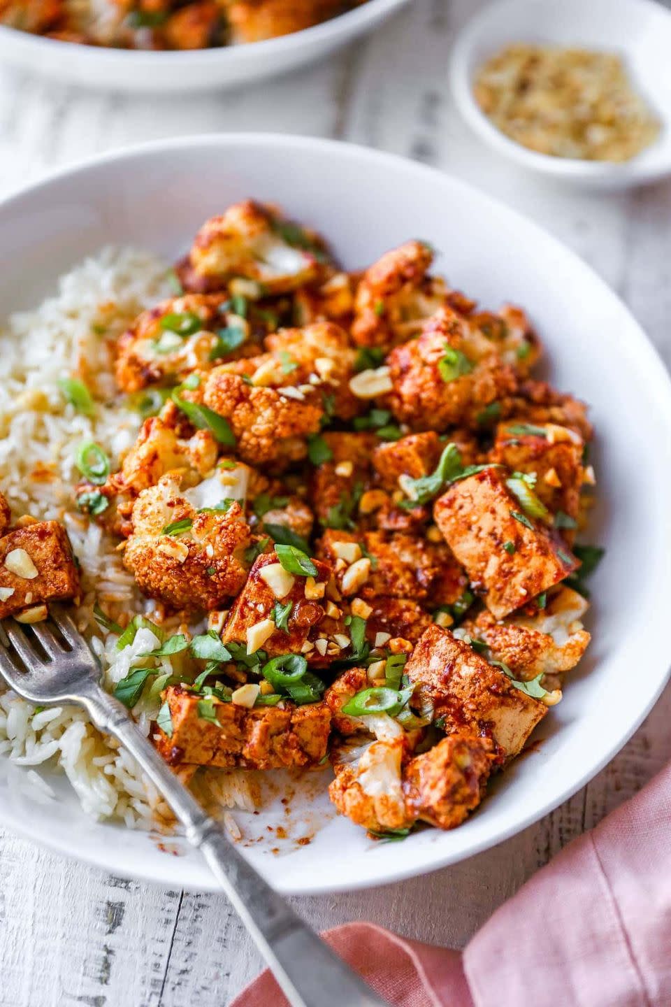 Kung Pao Tofu With Roasted Cauliflower