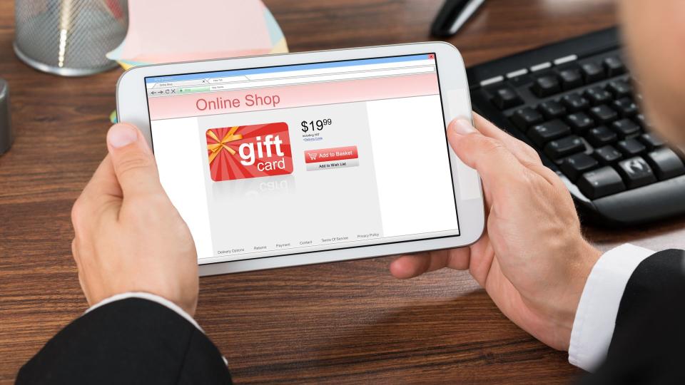 gift card, online gift card, tablet