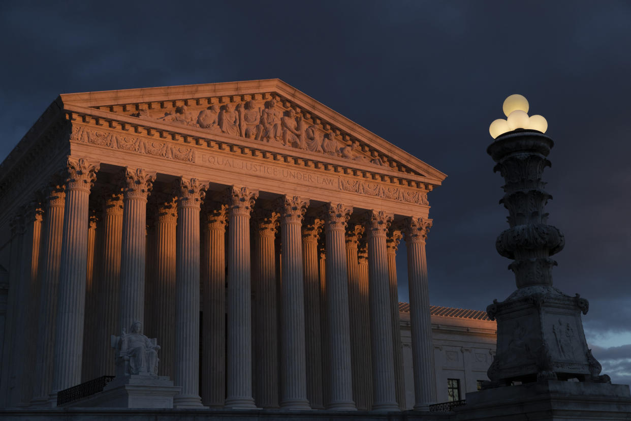 The Supreme Court is seen at sunset in Washington, Thursday, Jan. 24, 2019. (AP Photo/J. Scott Applewhite)                                                                                                                                                                             