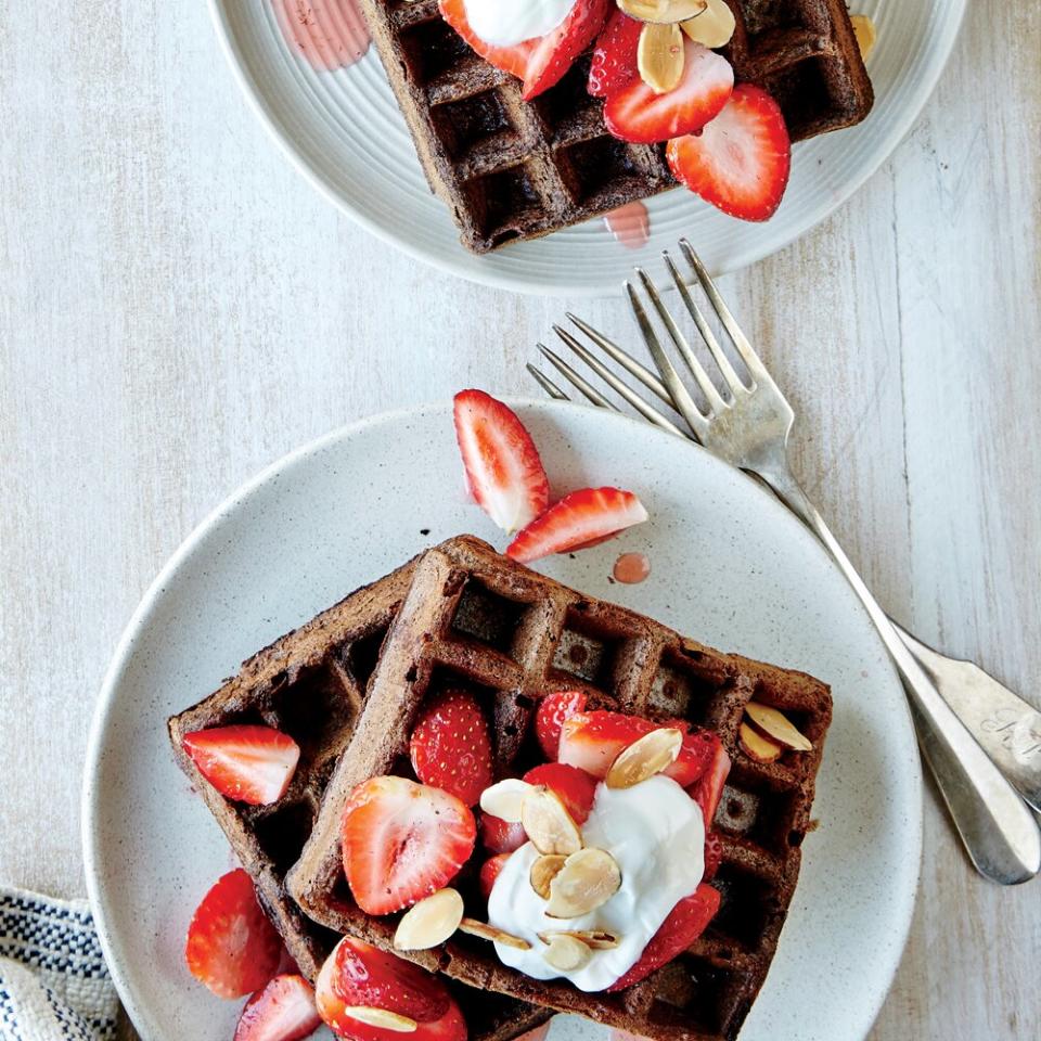 Chocolate Buckwheat Waffles with Juicy Berries