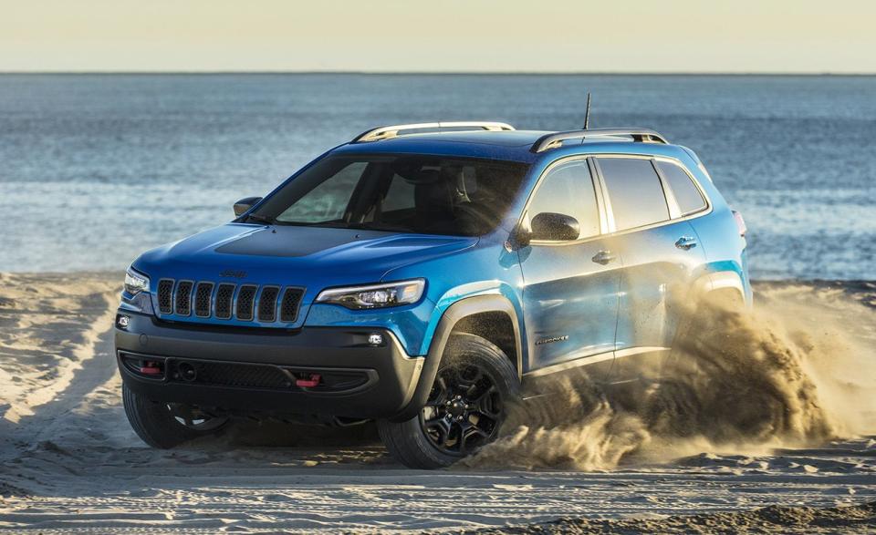 <p>Much like the smaller Jeep Compass, the compact Jeep Cherokee can be outfitted for off-the-grid exploration, albeit for a hefty premium. Limited to just two trims for 2023, Altitude Lux and Trailhawk, the Cherokee now serves as one of the segment's priciest options. Gone is last year's V-6, as the Cherokee switches to an all-four-cylinder engine line: a naturally aspirated 180-hp 2.4-liter unit or a 270-hp turbocharged 2.0-liter. <br></p><ul><li>Base price: $39,290</li><li>Max. EPA fuel economy (combined/city/highway): 24/21/29 mpg</li><li>All-wheel drive: Standard</li></ul><p><a class="link " href="https://www.caranddriver.com/jeep/cherokee" rel="nofollow noopener" target="_blank" data-ylk="slk:MORE ABOUT THE JEEP CHEROKEE;elm:context_link;itc:0">MORE ABOUT THE JEEP CHEROKEE</a></p>
