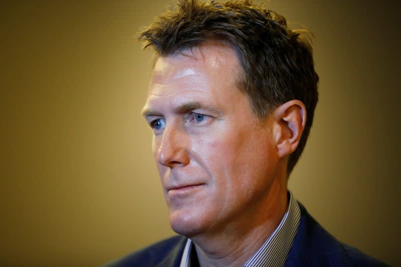 Christian Porter Australia's Attorney General, speaks during an interview with Reuters at the Israel Australia Strategic Dialogue conference in Jerusalem