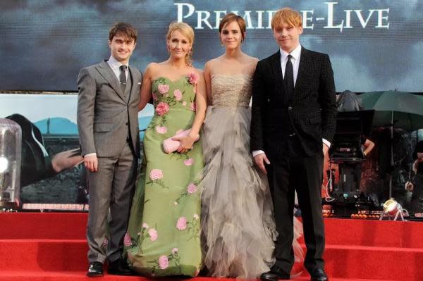 Daniel Radcliffe, J.K. Rowling, Emma Watson y Rupert Grint (Imagen: Getty)