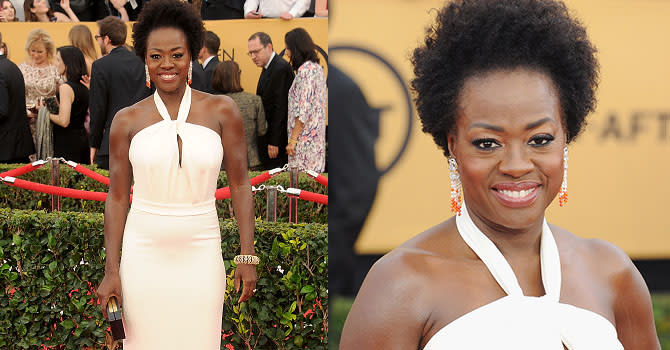 Viola Davis at the 2015 SAG Awards wearing Van Cleef & Arpels earrings. Photo Jon Kopaloff/FilmMagic