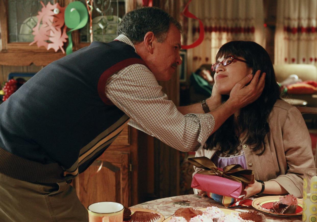 Tony Plana as Ignacio Suarez and America Ferrera as his daughter Betty Suarez in a scene from 