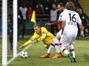 Football Soccer - PFC CSKA Moscow v Bayer Leverkusen - UEFA Champions League Group Stage - Group E - CSKA Stadium, Moscow, Russia - 22/11/16. Bayer Leverkusen's goalkeeper Bernd Leno in action. REUTERS/Sergei Karpukhin