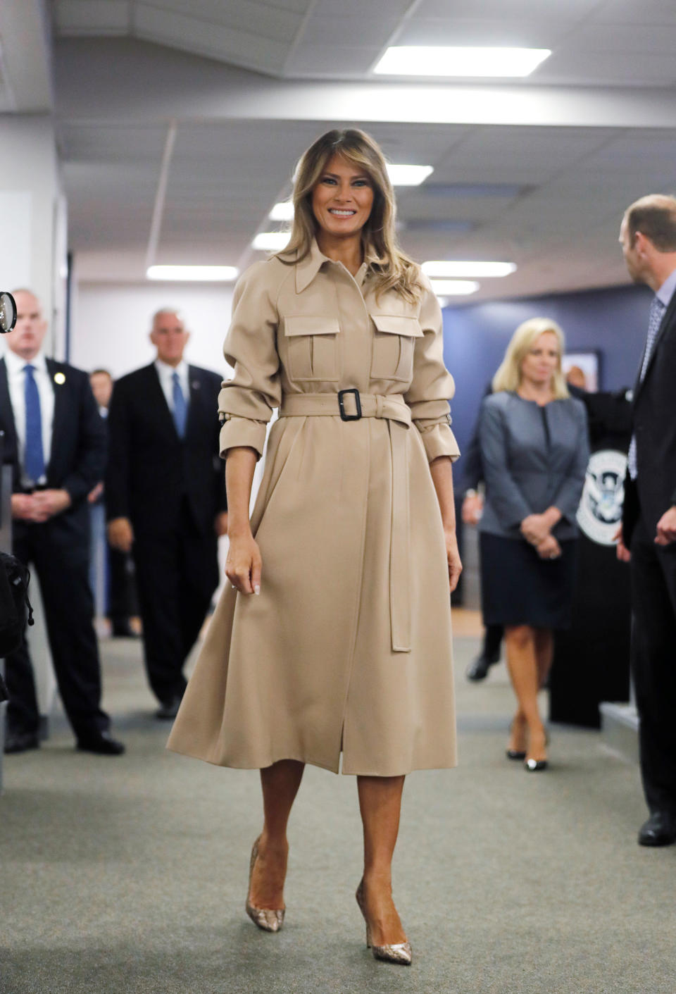 U.S. first lady Melania Trump visits the Federal Emergency Management Agency.