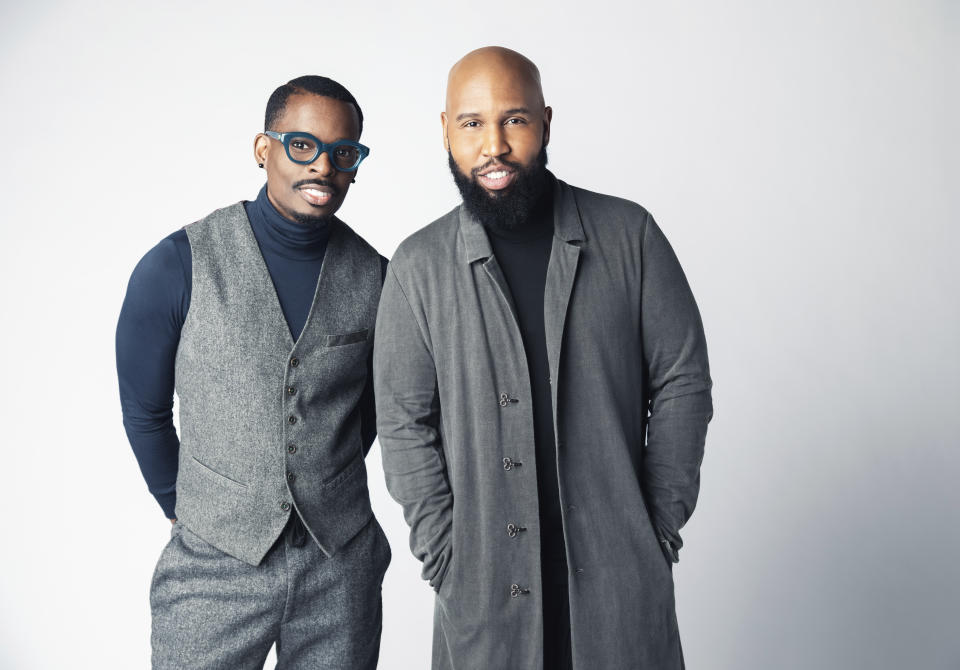This 2019 image shows Chuck Harmony, left, and Claude Kelly of Louis York. Black artists say the country music industry still needs to do the hard work of addressing the systematic racial barriers that have been entrenched in country music for decades. The genre has historically been marketed to white audiences and reinforced white male artist stereotypes. (Jeremy Ryan via AP)