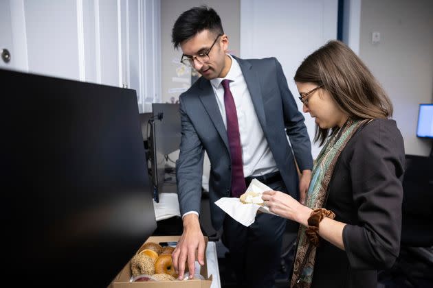 White House assistant press secretary Abdullah Hasan, pictured with White House deputy press secretary Emilie Simons, is the president’s lead spokesperson on issues related to climate, higher education, immigration, and oil and gas.