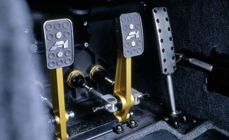 <p>The BMW S70’s throttle response, sound, power-to-weight, and specific power set new benchmarks that took a decade to breach. (1993 McLaren F1 pedals pictured)</p>