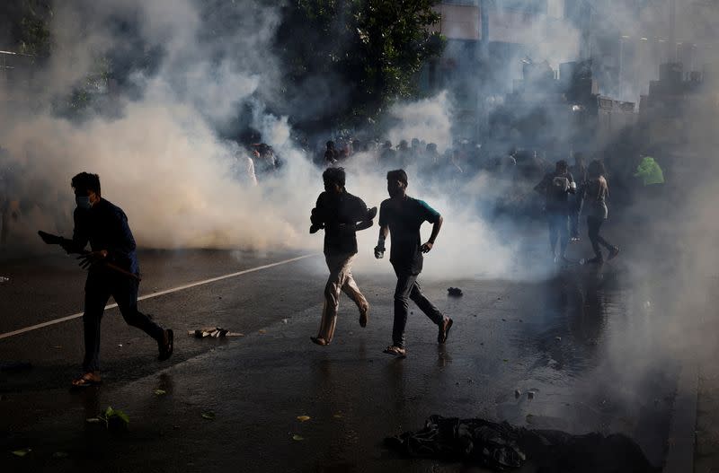 Students protest near the President's House amid the country's economic crisis, in Colombo