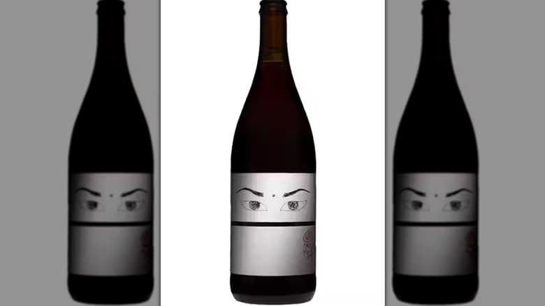 wine bottle with eye design