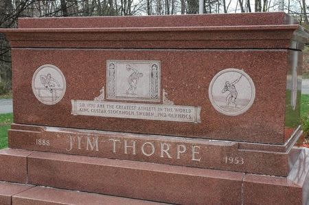 The Jim Thorpe Memorial in Jim Thorpe, Pennsylvania on April 24, 2013. REUTERS/Joe McDonald