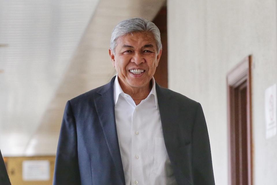 Datuk Seri Ahmad Zahid Hamidi is pictured at the Kuala Lumpur High Court November 18, 2019. — Picture by Ahmad Zamzahuri