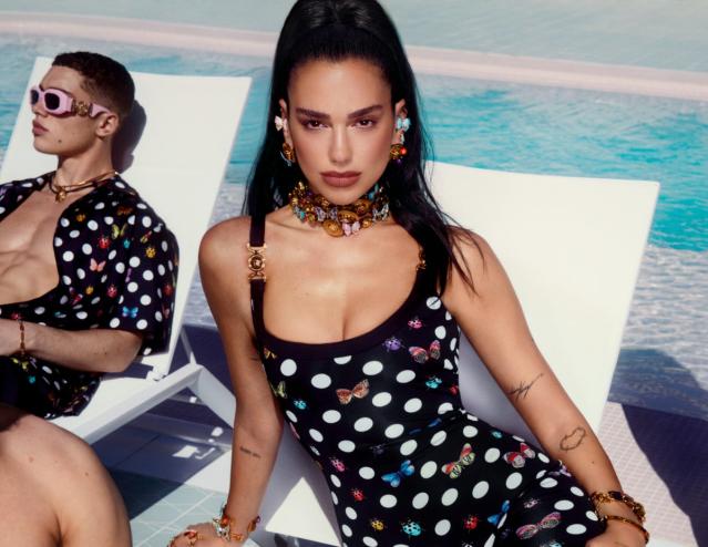 The &#x002018;La Vacanza&#x002019; collection is a joint effort between Dua Lipa (pictured) and Versace creative director Donatella Versace (Versace)