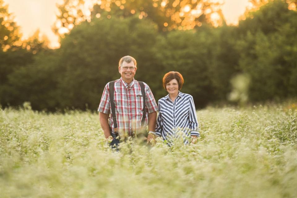 Dennis and Brenda Epperly at their farm, Pa's Posey Patch, in Cassville, Missouri.