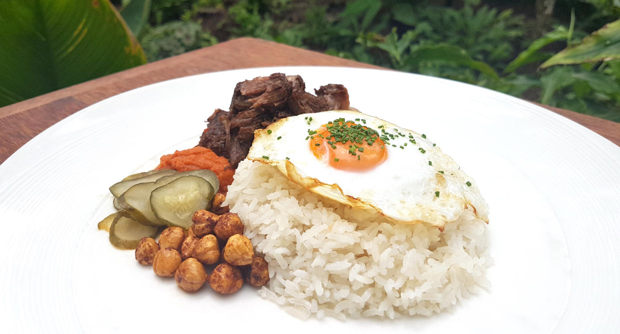 Braised wagyu nasi lemak’ served at Halia at Singapore Botanic Gardens (Photo: Halia at Singapore Botanic Gardens)