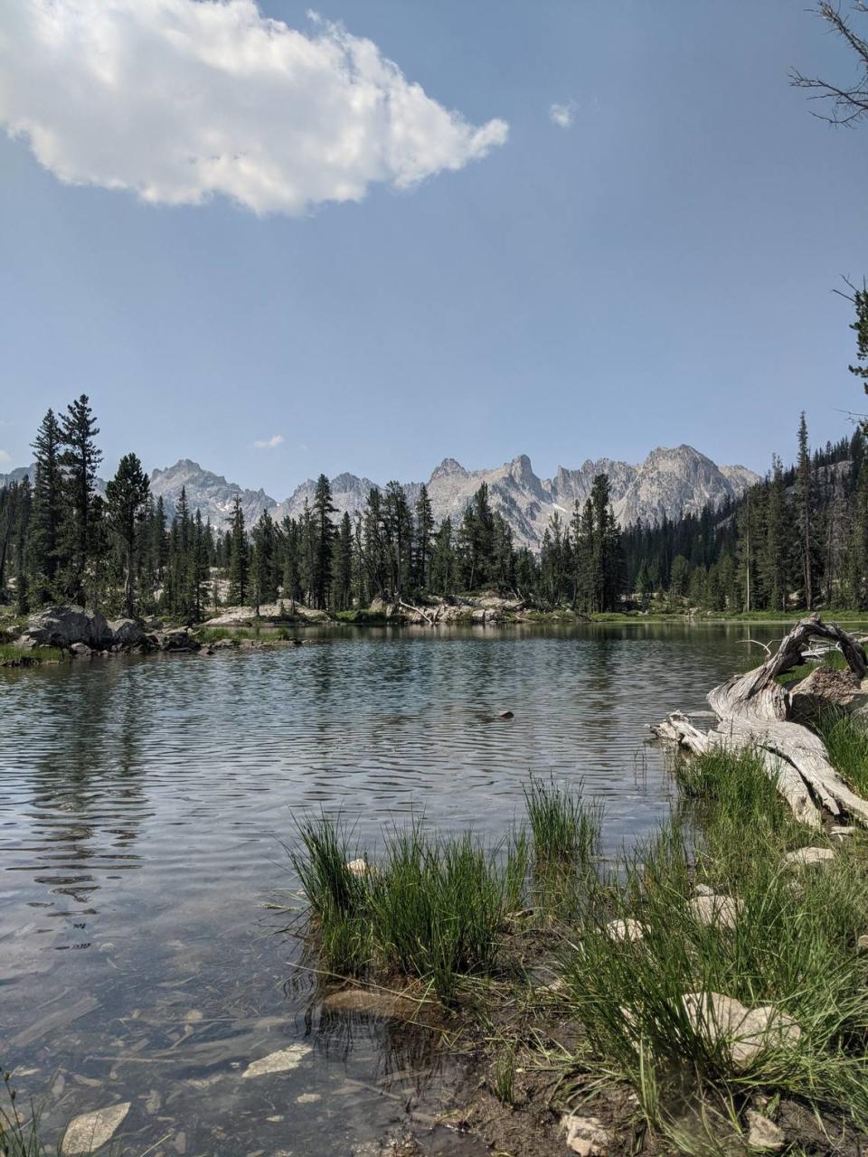 Alice Lake is about a 6-mile trek from Tin Cup Trailhead south of Stanley. Hayat Norimine