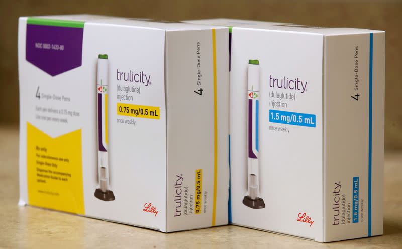 FILE PHOTO: FILE PHOTO: Boxes of the drug trulicity, made by Eli Lilly and Company, sit on a counter at a pharmacy in Provo