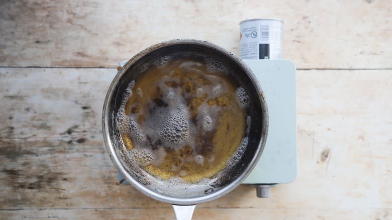 Pan of browned butter cooking