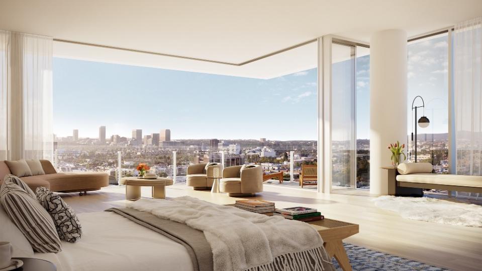 A penthouse bedroom - Credit: Four Seasons Private Residences Los Angeles