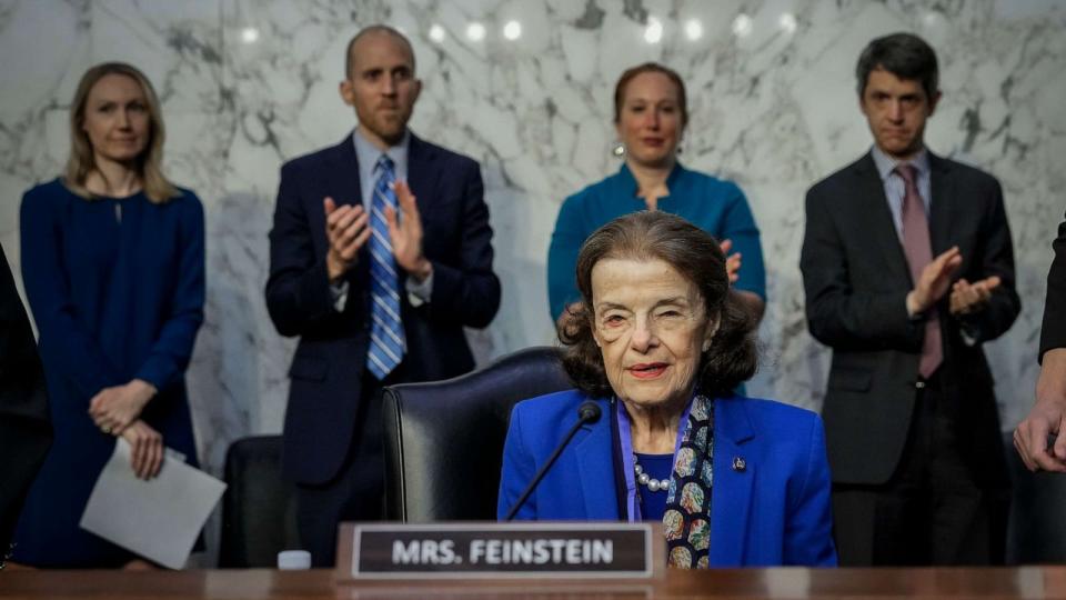 PHOTO: Sen. Dianne Feinstein takes her seat at a business hearing of the Senate Judiciary Committee on Capitol Hill May 11, 2023 in Washington. (Drew Angerer/Getty Images)