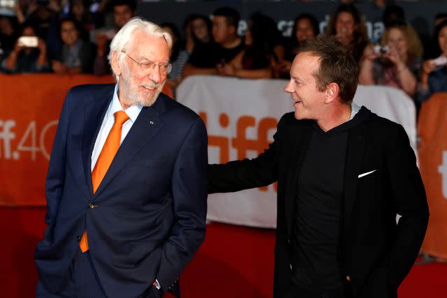 <p>Hubert Boesl/picture alliance via Getty</p> Donald Sutherland and Kiefer Sutherland in 2015