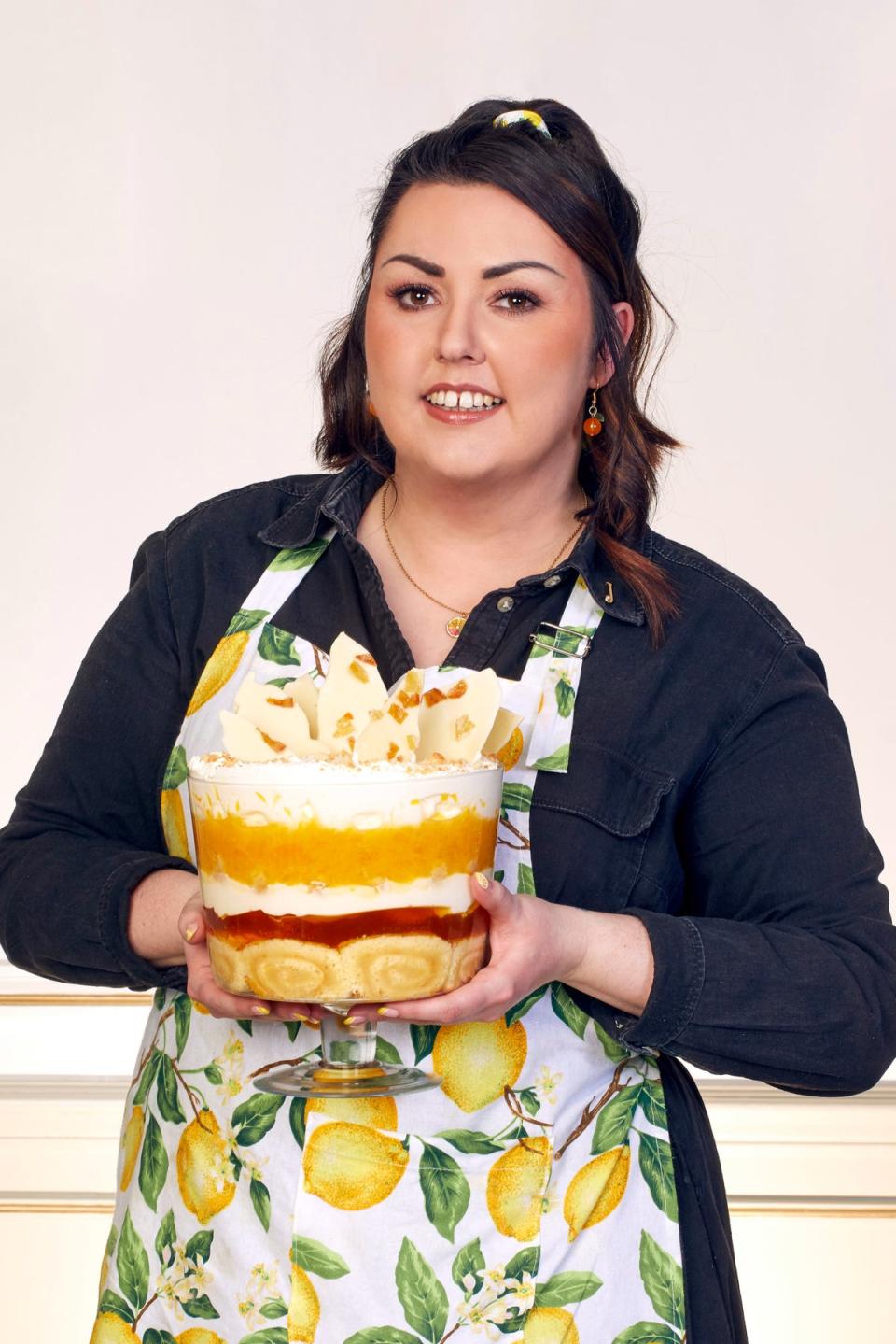 Jemma Melvin with her winning dessert, pictured on the BBC programme, The Jubilee Pudding: 70 Years in the Baking (Nicky Johnston/BBC/PA Wire)