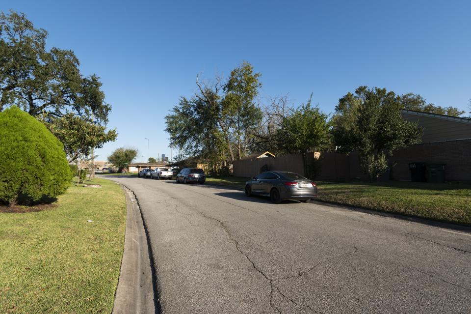 Red Ripple Road where the Interstate 45 expansion is projected to go through Friday, Nov. 19, 2021, in Houston. A $9 billion highway widening project being proposed in the Houston area could become an important test of the Biden administration’s commitment to addressing what it says is a history of racial inequity with infrastructure projects. (AP Photo/Justin Rex)