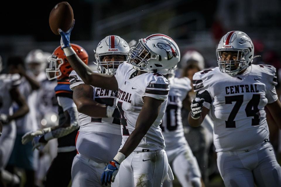 First-half action of Florida High School Athletic Association boys football action between the host Palm Beach Central High School Broncos and the Palm Beach Gardens High School Gators in Wellington on Oct. 21.