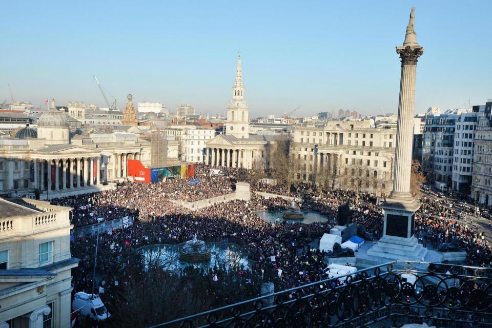 Protest: Amazing images show a packed Trafalgar Square (PA)