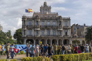 Protesters in Havana on Sunday.