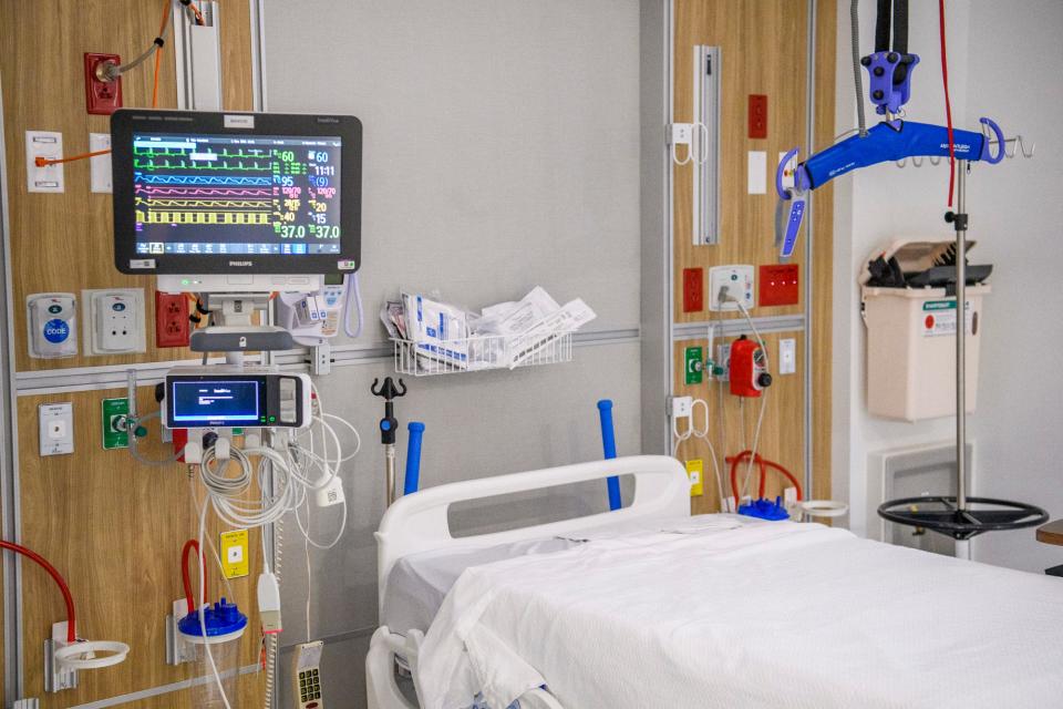 A patient room is seen Dec. 1, 2021, during a media tour of the new IU Health Bloomington Hospital.