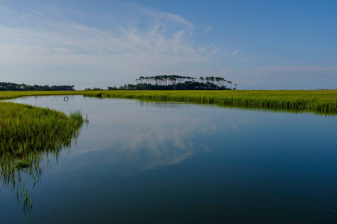 Saltwater creeks wind their way behind Waties Island and through Hog Inlet. Aug. 21, 2021.