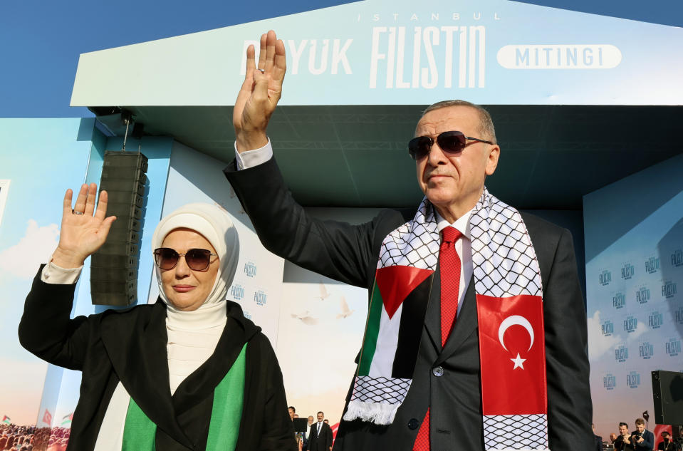 Recep Tayyip Erdogan hat Israel erneut scharf kritisiert. (Bild: TUR Presidency/Murat Cetinmuhurdar / Handout/Anadolu via Getty Images)