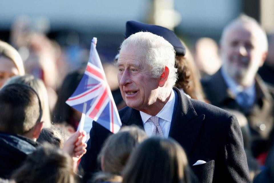 <div class="inline-image__caption"><p>Britain's King Charles greets people at the Bolton Town Hall in January.</p></div> <div class="inline-image__credit">REUTERS/Ed Sykes/File Photo</div>