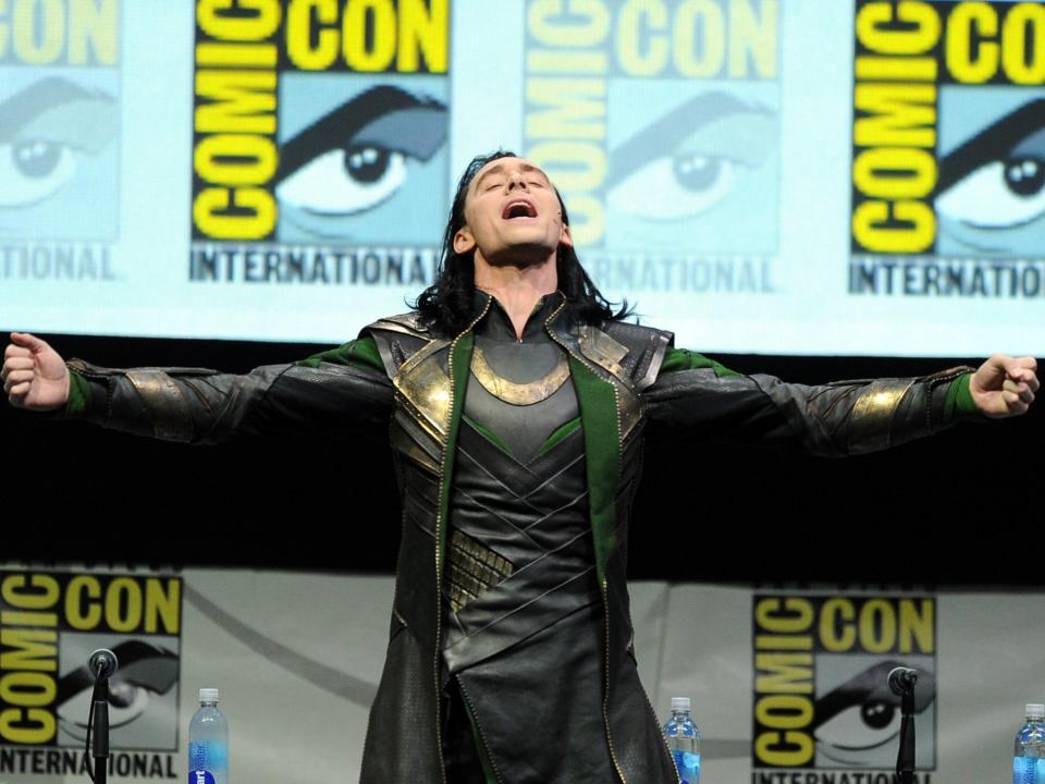 Tom Hiddleston appears in character as Loki at the San Diego Comic Con on 20 July 2013 (Getty)