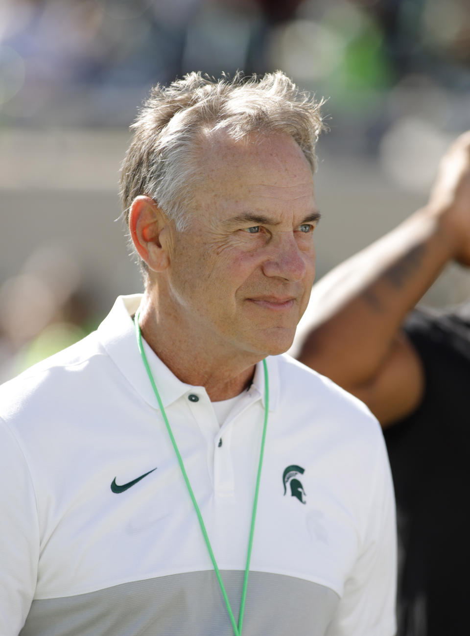 Michigan State coach Mark Dantonio walks across the field before an NCAA college football game against Arizona State, Saturday, Sept. 14, 2019, in East Lansing, Mich. (AP Photo/Al Goldis)