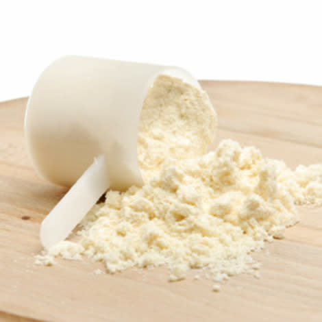 Whey protein powder can be found at health food stores in a variety of flavors. 