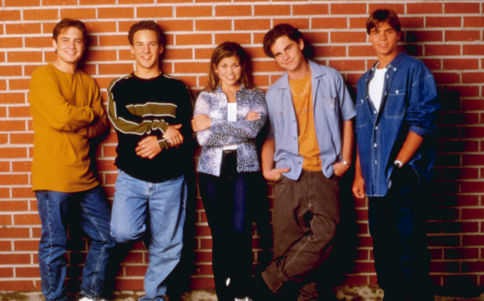 Will Friedle, Ben Savage, Danielle Fishel, Rider Strong, and Matthew Lawrence ahead of “Boy Meets World” Season 5 in 1997. - Credit: Buena Vista Pictures/Courtesy Everett Collection