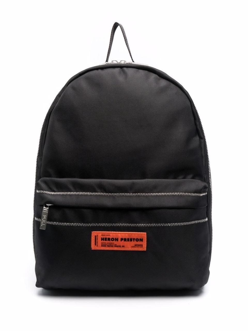 Contrast-Stitching Logo Backpack