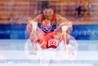 <p>TOKYO, JAPAN - AUGUST 02: Nikita Nagornyy of Russia competes in the Menâs Fault Final on day ten of the Tokyo 2020 Olympic Games at Ariake Gymnastics Centre on August 02, 2021 in Tokyo, Japan. (Photo by Bradley Kanaris/Getty Images)</p> 