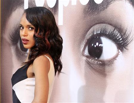 Actress Kerry Washington, one of the stars of the new film "Peeples", produced by Tyler Perry, arrives at the film's premiere in Hollywood in this May 8, 2013 file photo. REUTERS/Fred Prouser/Files